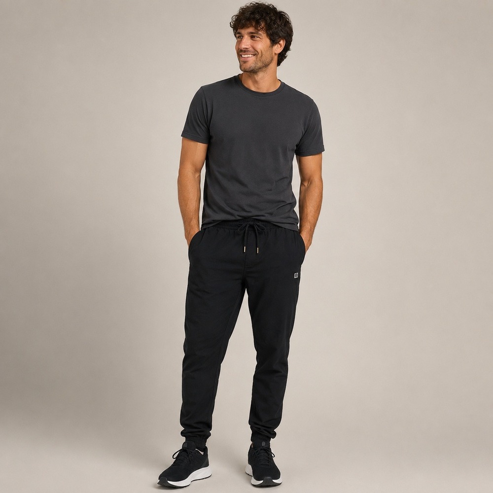 Layer 8 Mens Black Qwick-Dry Athletic Jogger Pants Size L Zipper Pockets